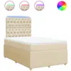 vidaXL Sommier à lattes de lit avec matelas Crème 120x200 cm Tissu