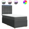 vidaXL Sommier à lattes de lit avec matelas Gris foncé 90x200 cm Tissu