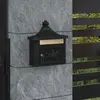 vidaXL Boîte aux lettres murale avec stockage Noir 40.5 x 15.5 x 44 cm