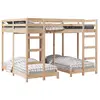 vidaXL Cadre de lit superposé triple Marron 160 x 200 cm Pin massif