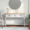 vidaXL Table d'appoint avec tiroir Blanc 114 x 34,5 x 73 cm Pin massif
