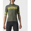 Castelli Fietsshirt Korte Mouwen Dames Groen Geel - FENICE JERSEY MILITARY GREEN SULPHUR-L