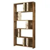 DMORA Bibliothèque Dbellusc 90x20h180 cm Noyer et Marbre Blanc
