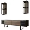Meuble TV Dmiggian - Dmora - Mélamine - Noyer Noir 180x37h48 cm