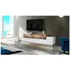 Meuble TV de salon - DMORA - 3 portes et étagères - Blanc brillant et ...