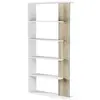 Bibliothèque double face DMORA Columbia - Blanc et Chêne - 5 étagères ...