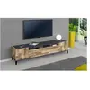 Meuble TV de salon - DMORA - 2 portes et 2 tiroirs - Ardoise et Érable