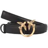 PINKO Leren Riem Love Berry H2 Belt W90 Black - Antique Gold Zwart