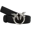 PINKO Leren Riem Love Berry H3 Belt W95 Black - Old Silver Zwart
