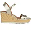 Geox Sandales D Ponza A Wedge pour femme, Doré, 37 EU