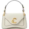 COCCINELLE Leren handtas schoudertas C-Me Calf Handbag Pearl crème