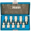 Jeu de 10 clés douille mâle intérieur embout 1/2' torx T20-T70 Fervi 0622