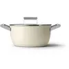 Faitout SMEG 24cm céramique crème avec couvercle