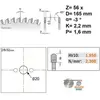 CMT - 281.166.56H lame circulaire hw 165X2.2/1.6X20 Z56 tcg -3°NEG