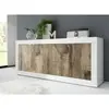 Buffet - BASICO - 4 portes - Blanc décor chêne Pero - 207 x 86 x 43 cm