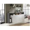 VENTE-UNIQUE Buffet SEFRO - 4 portes et 4 niches - Blanc laqué et béton