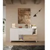 VENTE-UNIQUE Buffet - MONTECARLO - 2 portes - 2 tiroirs - Blanc laqué / Chêne Cadiz - 181 x 43 x 94 cm