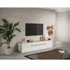 Calicosy - Meuble tv fantasy Blanc laqué/chêne Cadiz 205 cm