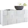 Buffet 3 portes 181 cm - Blanc laqué brillant - Style contemporain - M...