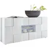 Buffet MILANO - Décor blanc laqué brillant - 2 portes 2 tiroirs - L181 x P43 x H84 cm