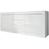 Buffet Basico 2 Portes 3 Tiroirs Blanc Laque Brillant - L210xp42xh85,8 Cm