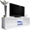 Meuble TV - BASICO - 2 portes - Blanc laqué brillant - 180 x 43 x 56 cm