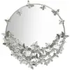 Miroir mural rond papillons en métal argenté cm 91x3x94