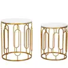 Lot de 2 tables en mÃ©tal dorÃ© avec plateau blanc Ã Â¿ 46x55-39x48 cm