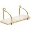 Mauroferretti - tagère murale, étagère glam en métal doré et marbre blanc Marble