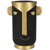 Vase en résine noire et tête tribale dorée 30x235x40 cm