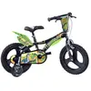 Dinobikes Vélo Enfant Garçon 16 Pouces Dinosauri Freins sur Le Guidon Roues Amovibles Noir Vert