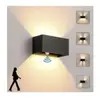 ENSOLEILLE Applique Murale intérieur/Extérieur avec Détecteur de Mouvement,LED 12W Moderne Luminaire Murale,Éclairage Mural Etanche IP65 3000K Blanc chaud,Noir