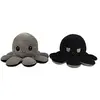 Animal en peluche Octopu 40cm, Double face Flip - Gris+Noir