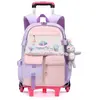 Cartable à roulettes - HISEEU - Pour fille - Primaire - Rose - Grande Capacité