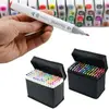OHP Kit de 80 Feutres Marqueur Huile-alcool Double 1mm-6mm 80 Couleurs Graphique + Sac de Crayon pour général Noir