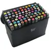 OHP Kit de 80 Feutres Marqueur Huile-alcool Double 1mm-6mm 80 Couleurs Graphique + Sac de Crayon pour la décoration intérieure Noir