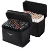 OHP Kit de 80 Feutres Marqueur Huile-alcool Double 1mm-6mm 80 Couleurs Graphique + Sac de Crayon pour la conception de paysage Noir