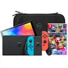 Nintendo Switch OLED Bleu/Rouge + Mario Kart 8 Deluxe + BlueBuilt Housse de Protection