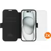 BlueBuilt Apple iPhone 16 Book Case Cuir Noir + Protège-écran Verre Lo...