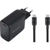 BlueBuilt Chargeur 100 W GaN USB-C Noir + Câble USB-C 240 W 2 m Nylon ...