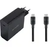 BlueBuilt Chargeur 140 W GaN USB-C Noir + Câble USB-C 240 W 2 m Nylon ...