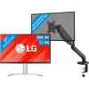 LG 27UP83AK-W + BlueBuilt Bras d'Écran PC Vérin à Gaz pour 1 Écran PC 