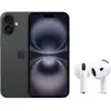 Apple iPhone 16 128 Go Noir + AirPods 4 Réduction de Bruit Active