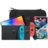 Nintendo Switch OLED Bleu/Rouge + Super Mario Galaxy 1+2 + BlueBuilt É...