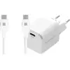 BlueBuilt Chargeur Power Delivery 20 W + Câble USB-C 3 m Nylon Blanc 