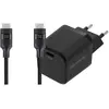 BlueBuilt Chargeur Power Delivery 20 W + Câble USB-C 3 m Nylon Noir 