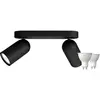 Philips Pongee Spot Monté en Surface - 2 Spots - Noir + Philips Hue Wh...