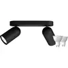 Philips Pongee Spot Monté en Surface - 2 Spots - Noir + Philips Hue Wh...