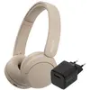 Sony WH-CH520 Crème + BlueBuilt Quick Charge Chargeur avec Port USB-A 18 W Noir