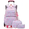 LARGEIGHT Cartable Roulette Fille Primaire Sac Dos pour Enfant avec Lunch Box et Trousse pour Quotidien et Voyage couleurs multiples CARTABLE